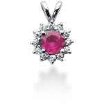 Pink Topaz pendant in White gold with 12 diamonds (0.24ct)