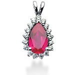 Pink Topaz pendant in White gold with 17 diamonds (0.85ct)