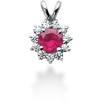 Pink Topaz pendant in White gold with 11 diamonds (0.33ct)