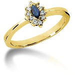 Blue Topaz Ring in Yellow gold with 10 diamonds (0.1ct)