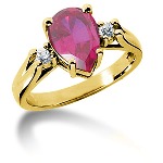 Pink Topaz Ring in Yellow gold with 2 diamonds (0.14ct)