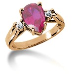Pink Topaz Ring in Red gold with 2 diamonds (0.14ct)