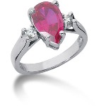 Pink Topaz Ring in Palladium with 2 diamonds (0.14ct)