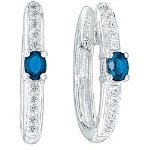 Topaz Earrings in White gold with 20 diamonds (0.1ct)