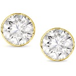 Yellow gold studs with round, brilliant cut diamonds 5 mm (1ct)