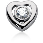 White gold heart shaped pendant with round, brilliant cut diamond (1ct)