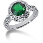 Green Peridot Ring in White gold with 26 diamonds (0.39ct)