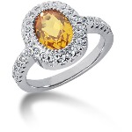 Yellow Citrine Ring in White gold with 32 diamonds (0.48ct)