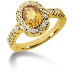 Yellow Citrine Ring in Yellow gold with 28 diamonds (0.42ct)