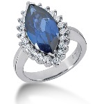 Blue Topaz Ring in Platinum with 20 diamonds (1ct)