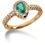 Green Peridot Ring in Red gold with 29 diamonds (0.29ct)