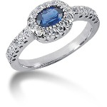Blue Topaz Ring in White gold with 26 diamonds (0.22ct)