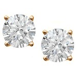 Red gold studs with round, brilliant cut diamonds 5 mm (1ct)