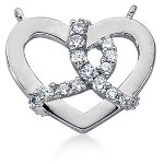 White gold heart shaped pendant with 14 diamonds (0.42ct)