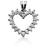 White gold heart shaped pendant with 20 diamonds (1ct)