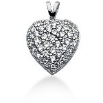 White gold heart shaped pendant with 39 diamonds (0.78ct)