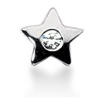 White gold star shaped pendant with round, brilliant cut diamond (0.05ct)