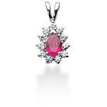 Pink Topaz pendant in White gold with 11 diamonds (0.28ct)