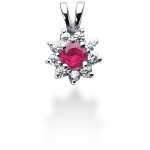 Pink Topaz pendant in White gold with 9 diamonds (0.18ct)