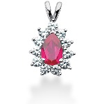 Pink Topaz pendant in White gold with 11 diamonds (1.32ct)