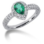 Green Peridot Ring in White gold with 30 diamonds (0.3ct)