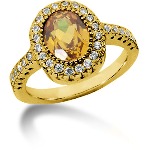 Yellow Citrine Ring in Yellow gold with 32 diamonds (0.48ct)