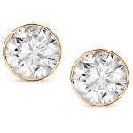 Red gold studs with round, brilliant cut diamonds 3.4 mm (0.3ct)