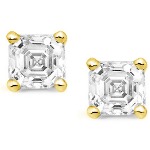 Yellow gold studs with flander cut diamonds 3.75x3.75 mm (0.5ct)