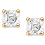 Red gold studs with flander cut diamonds 3.75x3.75 mm (0.5ct)