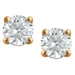 Red gold studs with round, brilliant cut diamonds 4.8 mm (0.8ct)