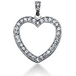 White gold heart shaped pendant with 32 diamonds (0.32ct)