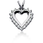 White gold heart shaped pendant with 20 diamonds (0.3ct)