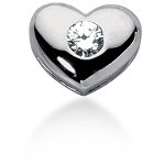 White gold heart shaped pendant with round, brilliant cut diamond (0.35ct)