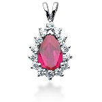 Pink Topaz pendant in White gold with 14 diamonds (1.12ct)