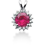 Pink Topaz pendant in White gold with 16 diamonds (0.4ct)