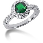 Green Peridot Ring in Platinum with 26 diamonds (0.26ct)