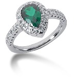 Green Peridot Ring in Platinum with 32 diamonds (0.32ct)