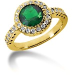 Green Peridot Ring in Yellow gold with 28 diamonds (0.28ct)