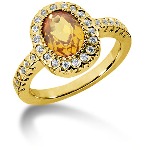 Yellow Citrine Ring in Yellow gold with 30 diamonds (0.45ct)