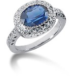 Blue Topaz Ring in White gold with 28 diamonds (0.32ct)