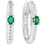 Peridot Earrings in White gold with 20 diamonds (0.1ct)