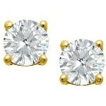 Yellow gold studs with round, brilliant cut diamonds 4.0 mm (0.5ct)