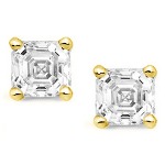 Yellow gold studs with flander cut diamonds 2.5x2.5 mm (0.2ct)