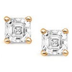 Red gold studs with flander cut diamonds 2.5x2.5 mm (0.2ct)