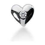White gold heart shaped pendant with round, brilliant cut diamond (0.03ct)