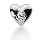 White gold heart shaped pendant with round, brilliant cut diamond (0.05ct)