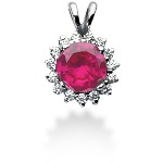 Pink Topaz pendant in White gold with 15 diamonds (0.38ct)