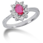 Pink Topaz Ring in Palladium with 10 diamonds (0.3ct)