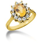 Yellow Citrine Ring in Yellow gold with 12 diamonds (0.48ct)