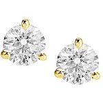 Yellow gold studs with round, brilliant cut diamonds 4.8 mm (0.8ct)